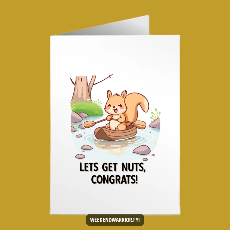 Free Printable Congrats Card: Rafting Squirrel Art, Perfect DIY Gift for Smooth Sailing