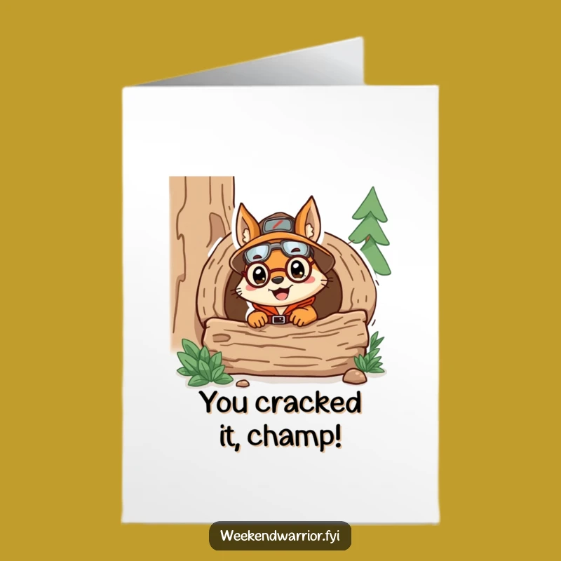 Free Printable Congrats Card: Humorous Explorer Squirrel, Perfect Downloadable Gift for Any Achievement!