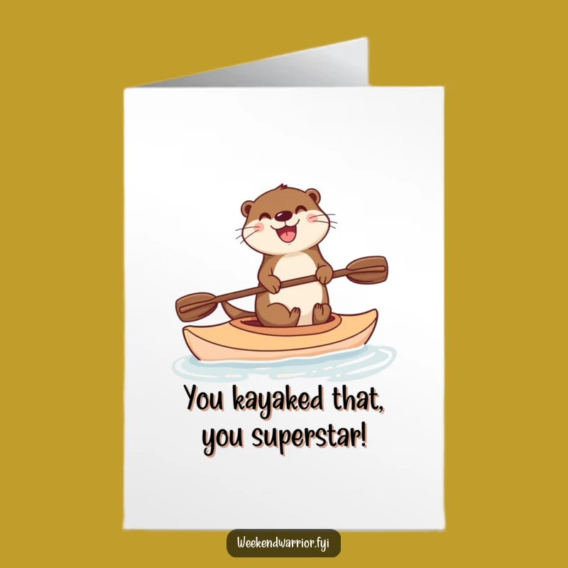 Free Printable Congratulations Card Otter Kayaking - Funny Downloadable Achievement Greeting