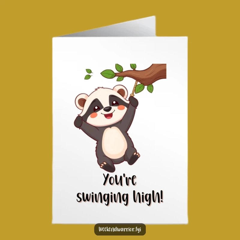 Free Printable Congrats Card: Badger Swinging High! Humorous Downloadable Gift