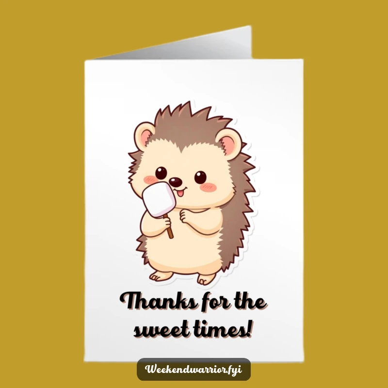 Charming Free Printable Thank You Card: Kawaii Hedgehog Marshmallow Gratitude Downloadable