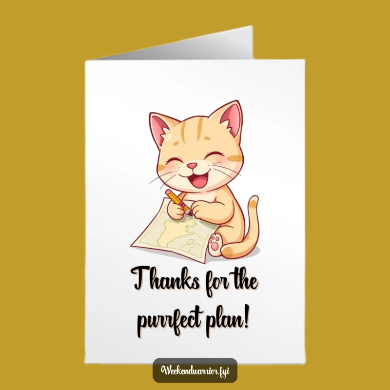 Free Printable Thank You Card: Artistic Cat Map Funny Downloadable Gift