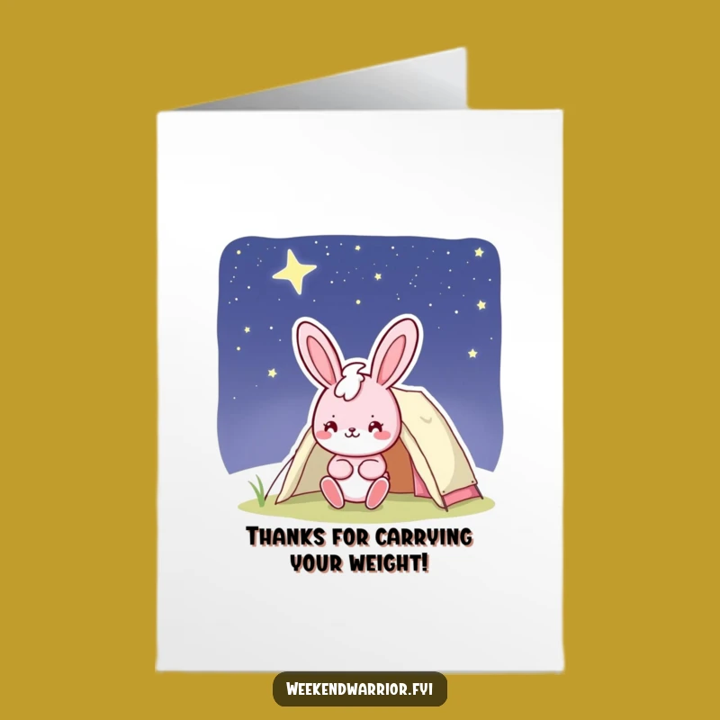 Free Printable Thank You Card: Bunny Camping Expressing Thanks Funny Downloadable