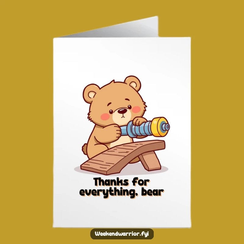 Free Printable Thank You Card: Determined Bear's Effort, A DIY Downloadable Gift