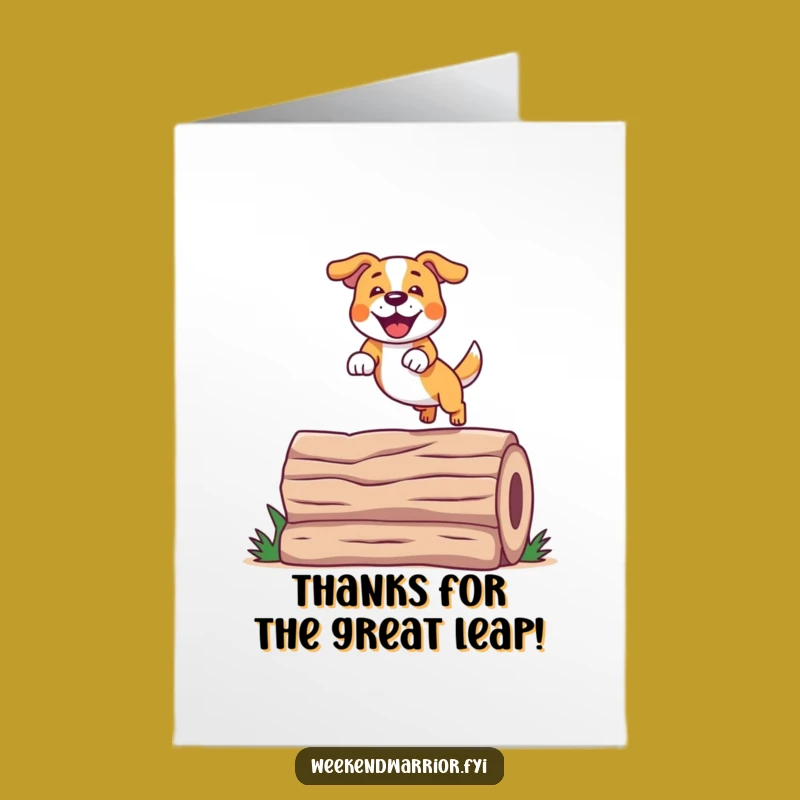 Free Printable Thank You Card: Dog Jump - Energetic Downloadable Gift