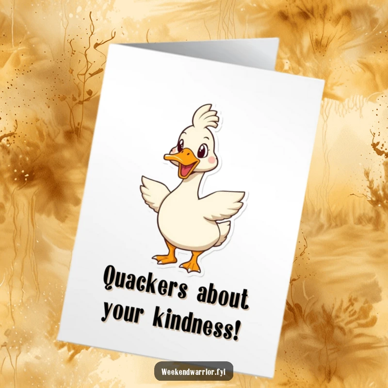 Funny Free Printable Thank You Card: An enthusiastic goose is ready to take on any challenge for a heartfelt thank you.