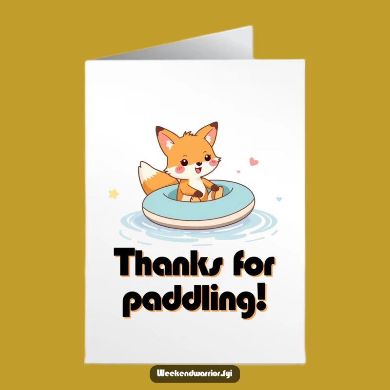 Free Printable Thank You Card: Fox Rafting Puddle - Funny Downloadable Gratitude!