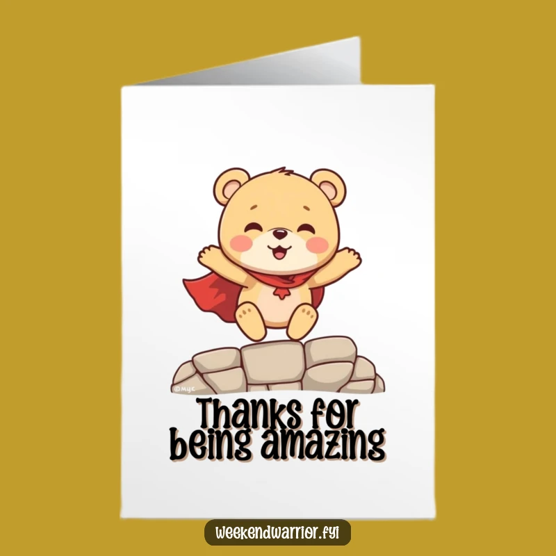 Free Printable Thank You Card: Funny Bear Cub Hero, Hilarious DIY Downloadable Gift
