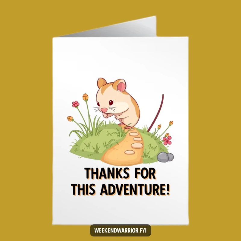 Free Printable Thank You Card: Humorous Hamster Path Funny Downloadable Gift