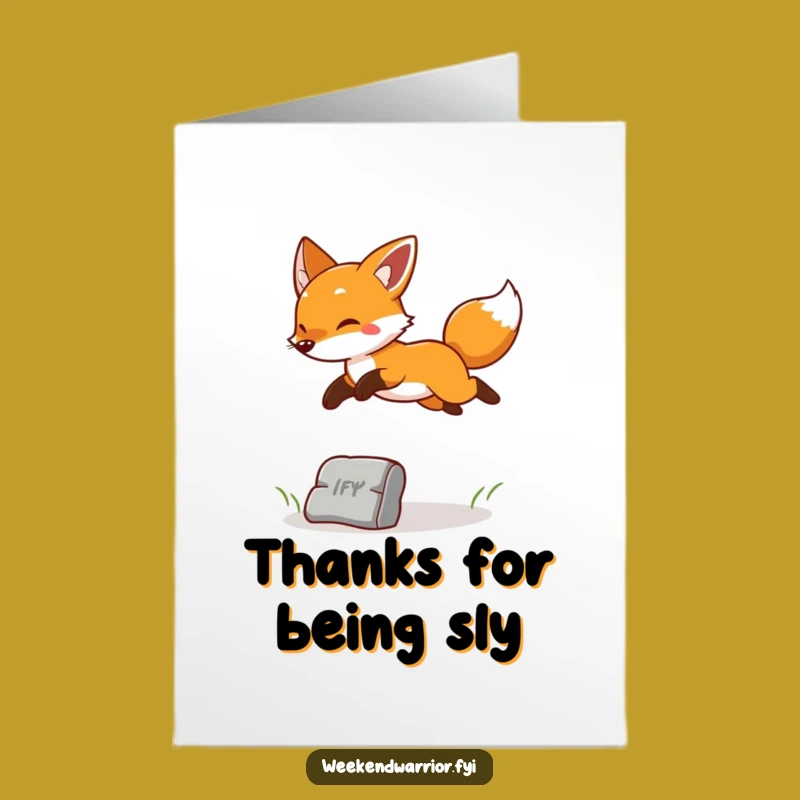Free Printable Thank You Card: Playful Fox Leap, A Cheerful Downloadable Gift