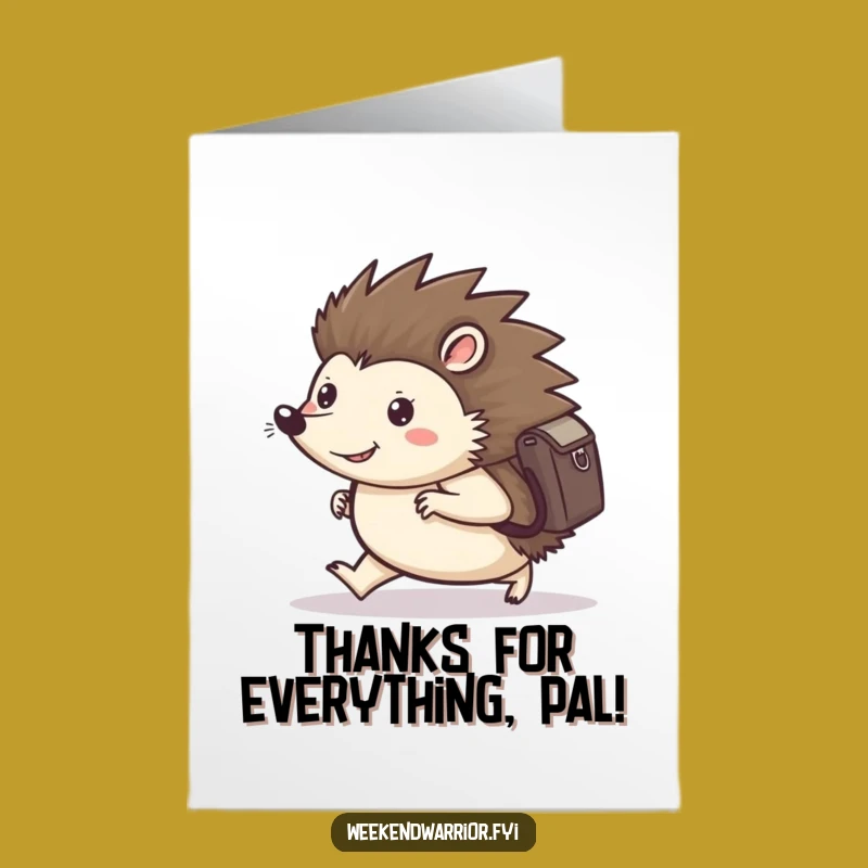 Marching Hedgehog Free Printable Thank You Card - Funny Journey Gift!