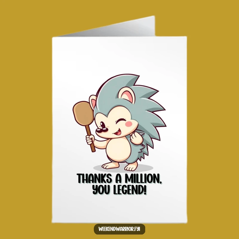 Free Printable Thank You Card: Amusing Hedgehog Paddle for a Grateful, Funny Message