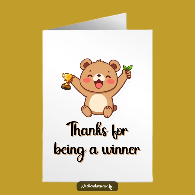 Free Printable Thank You Card: Bear Cub Victory - Funny Downloadable Gift of Thanks