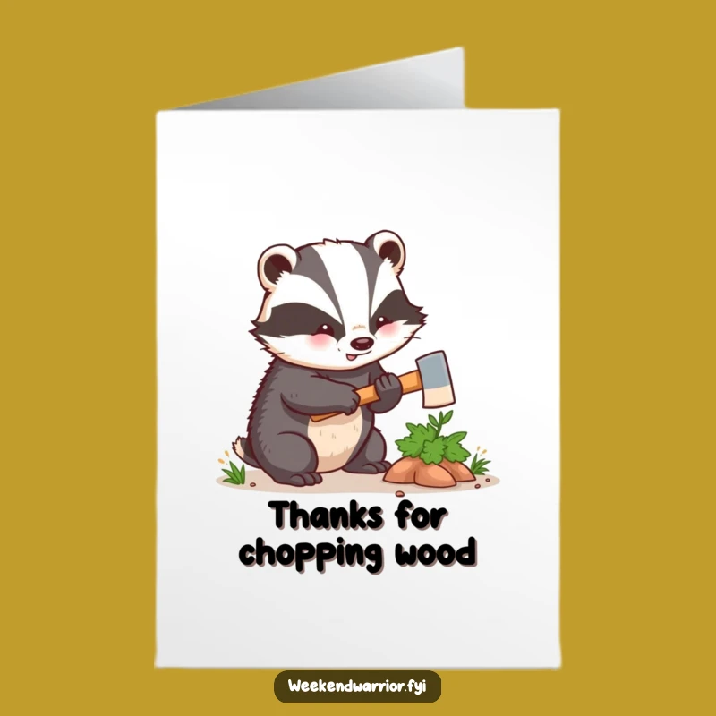 Free Printable Thank You Card: Silly Badger Axe Gratitude, Perfect DIY Expressing Thanks