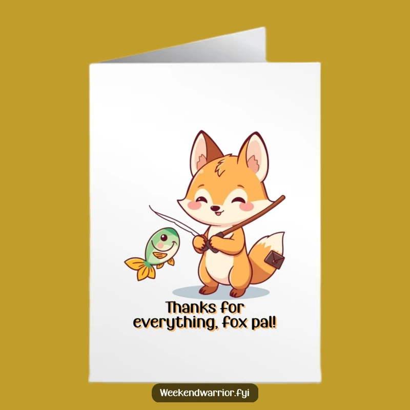 Free Printable Kawaii Fox Thank You Card: Funny Fishing Downloadable Gift!