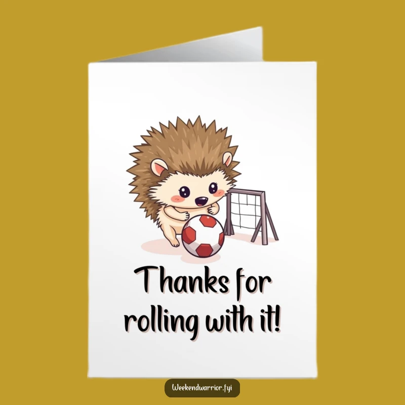 Printable Thank You Card: Hedgehog's Goal, Free Downloadable Thanks