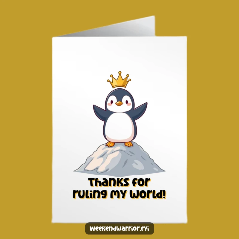 Free Printable Thank You Card: Grateful Penguin Ruler, Humorous Downloadable Appreciation Gift