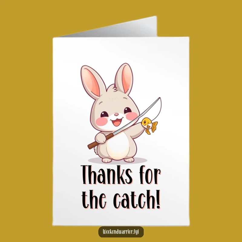 Free Printable Thank You Card: Funny Rabbit's Cute Catch - DIY Downloadable Gratitude