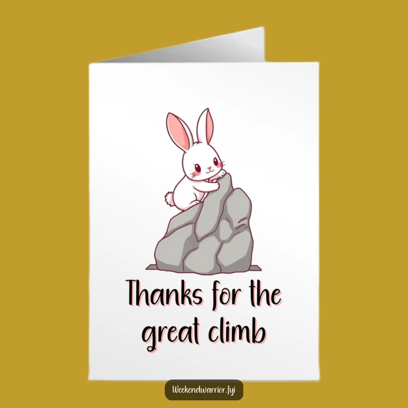 Free Printable Thank You Card: Grateful Rabbit Climbing Art, DIY Gift for Your Support