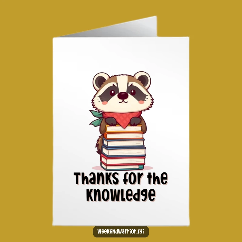 Free Printable Thank You Card: Book Badger Balances, Funny Downloadable Gratitude