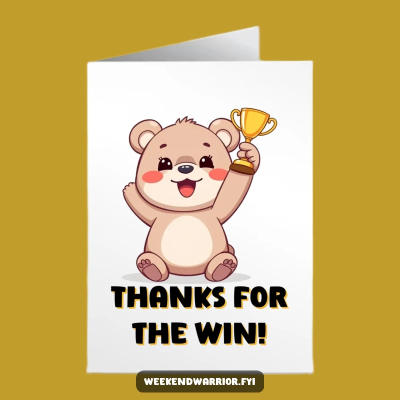 Free Printable Thank You Card: Bear Cub Trophy - Funny Downloadable Gratitude!