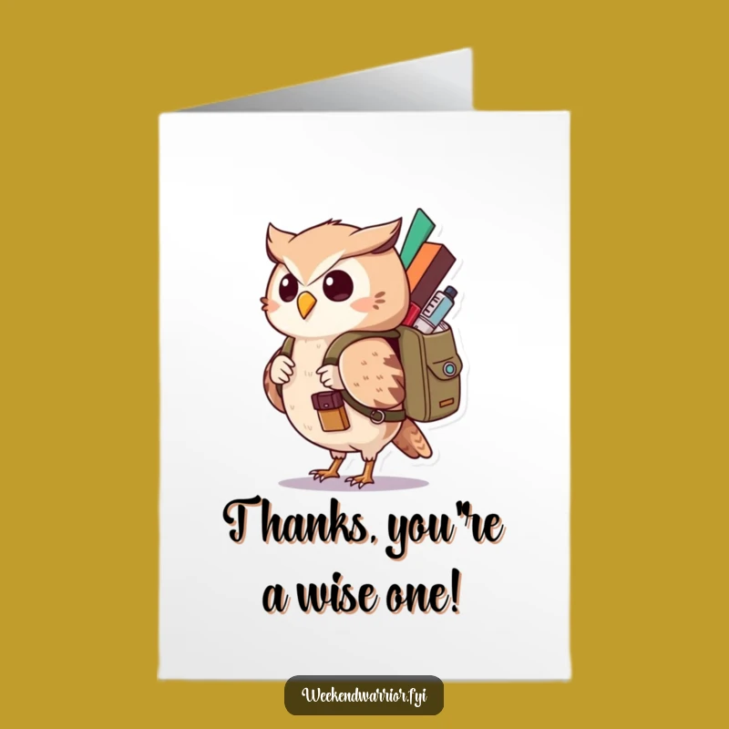 Curious Owl Thank You Card: Free Printable Grateful Downloadable Gift