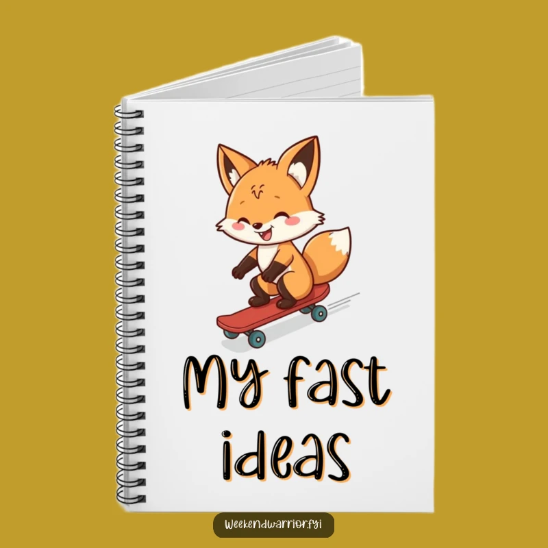 Funny Cheerful Fox Skateboarder Notebook - Jot Down Adventures with a Grin