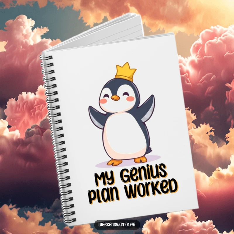 Funny notebook featuring a proud penguin standing tall, ready to help organize thoughts and goals.