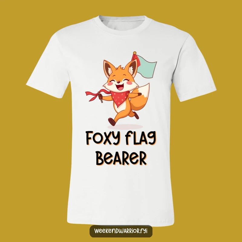 Funny Fox Running Flag T-Shirt - Joyful Freedom Tee
