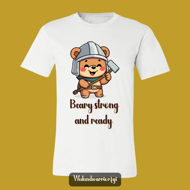Funny Bear Hammer T-Shirt a Happy Builder Character Tee for Work