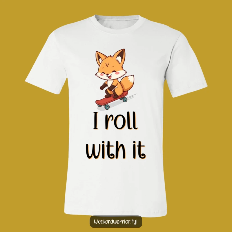 Funny Cheerful Fox Skateboarder T-Shirt - Wild Ride Humor Tee