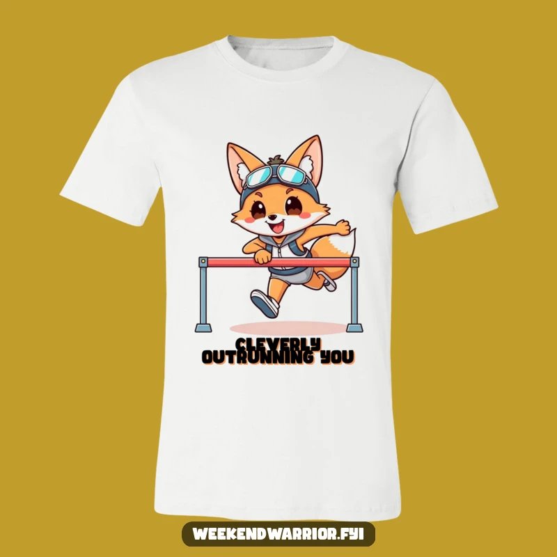 Funny Fox Hurdler T-Shirt a Smiling Athlete Character Tee for Sport