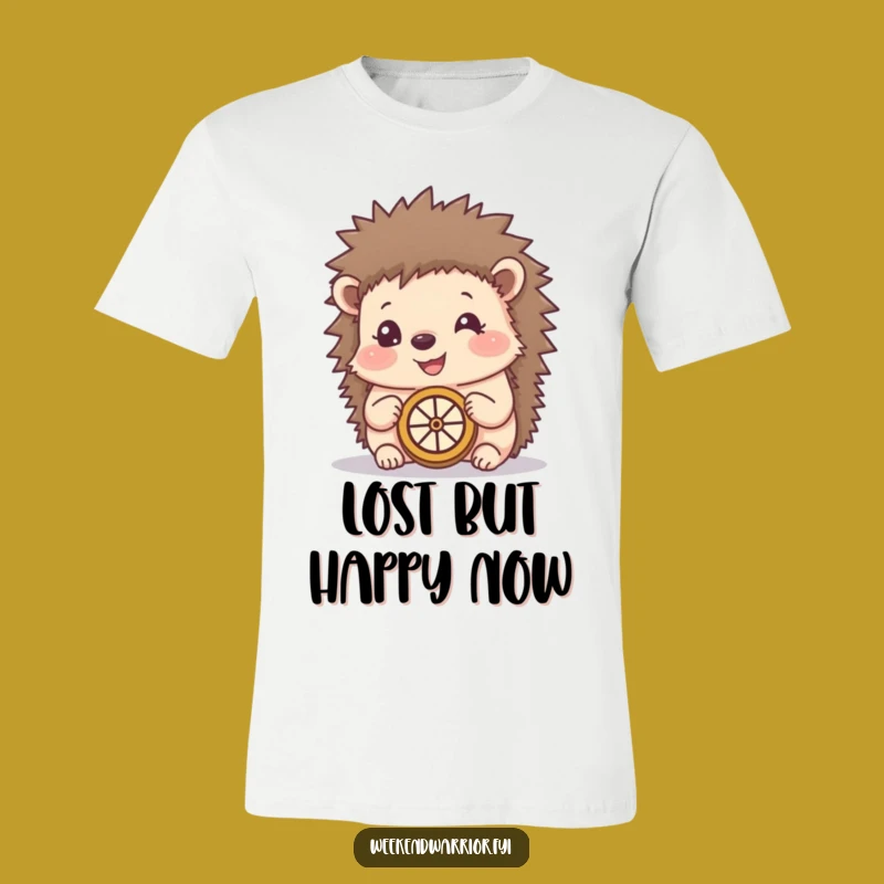Funny Happy Hedgehog Compass T-Shirt - Lost Explorer Woodland Tee Gift