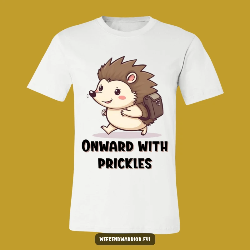 Funny Hedgehog T-Shirt: Determined Marcher with Backpack, Adventure Tee