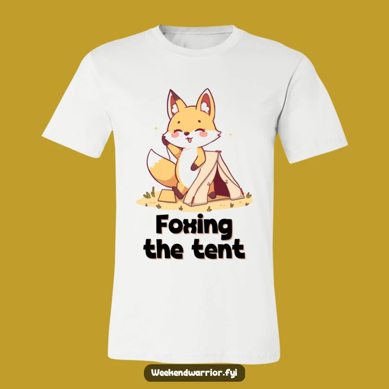Funny Kawaii Fox Tent T-Shirt - Cheerful Camping Apparel for Outdoor Fun