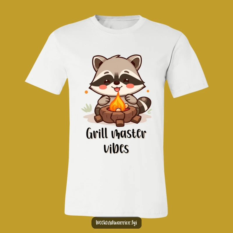 Funny Kawaii Raccoon T-Shirt - Grilling Chef Design for Culinary Humor