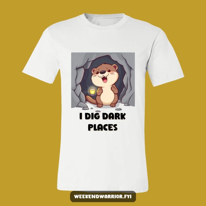 Funny Otter Cave Explorer T-Shirt: Hilarious Headlamp Adventure Tee for Him/Her