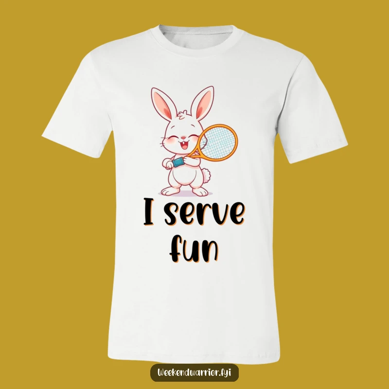 Funny Giggling Bunny Tennis T-Shirt - Hilarious Racquet Sport Tee