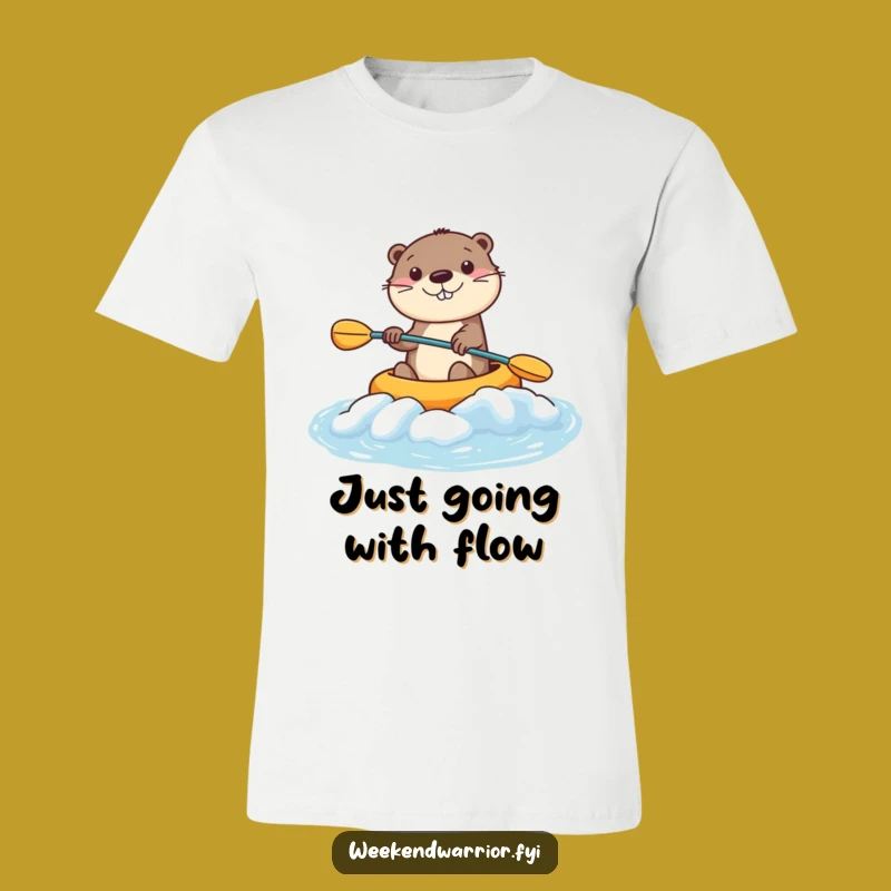 Funny Kawaii Otter T-Shirt - Smiling Kayaker Design for Humorous Water Fun
