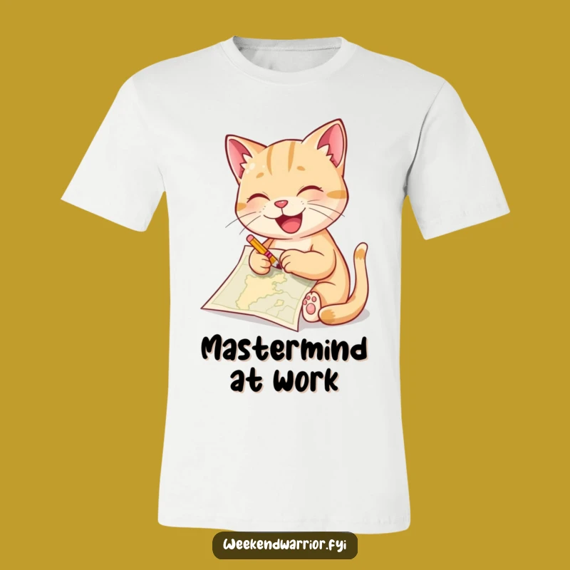 Funny Cat Sketching Tee - Hilarious Artist Kitty T-Shirt for Map Lovers