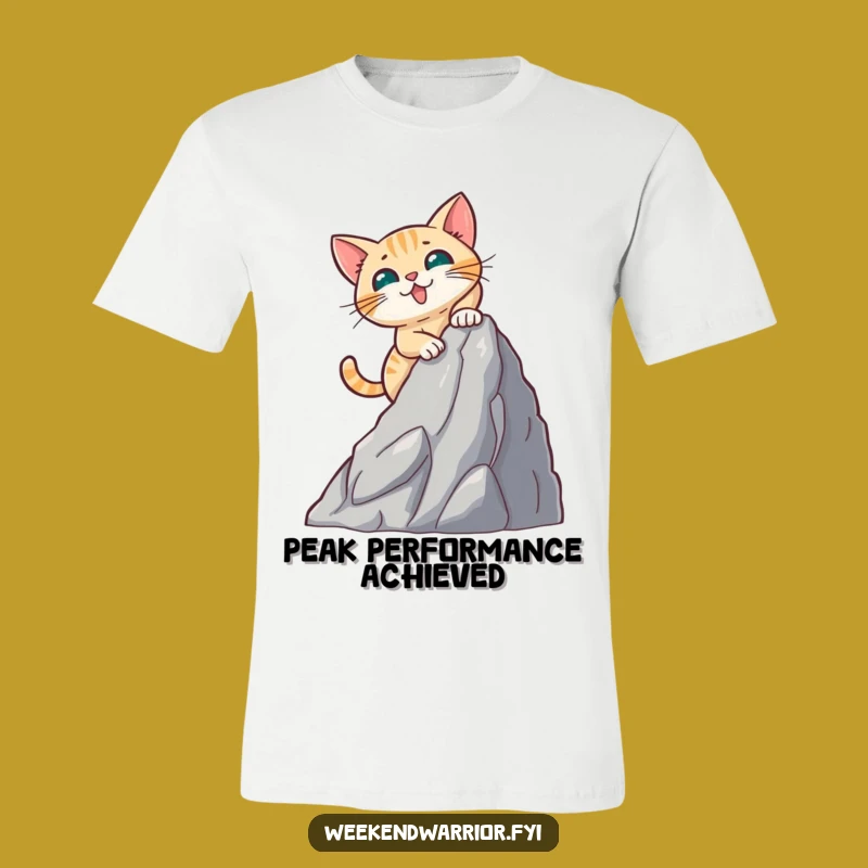 Funny Brave Cat Mountain Climber T-Shirt - Feline Adventure Apparel