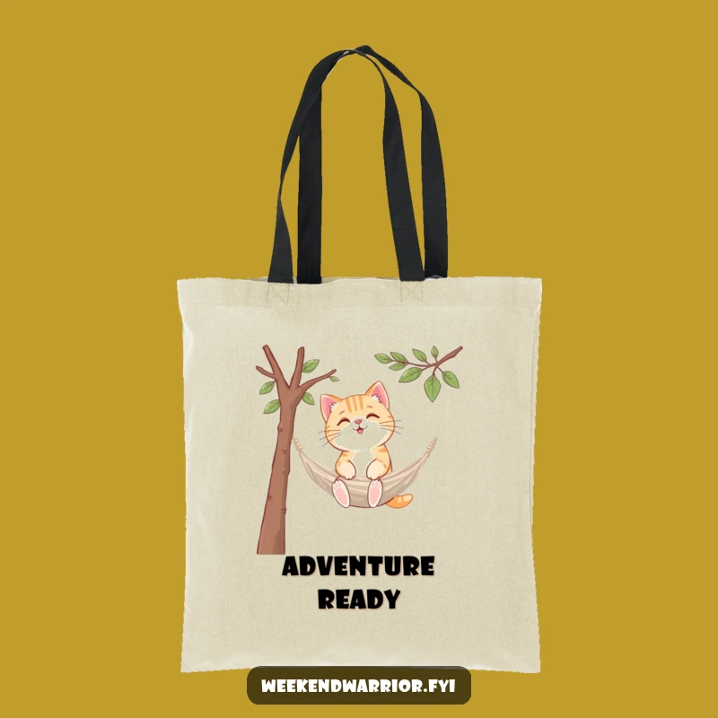 Funny Kawaii Cat Hammock Tote Bag: Stylish Feline Carry-All, Great Gift