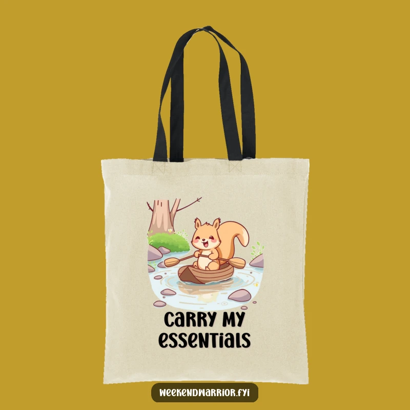 Funny Kawaii Squirrel Tote Bag - Hilarious River Adventure Carry-All