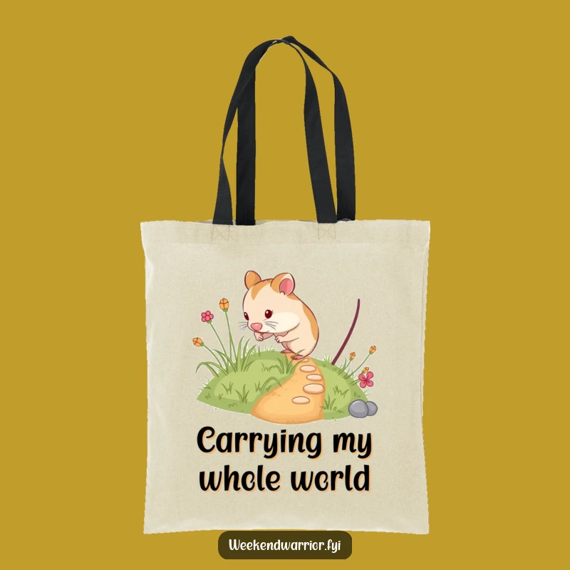 Funny Hamster Exploring Tote Bag - Durable and Hilarious Small Pet Accessory