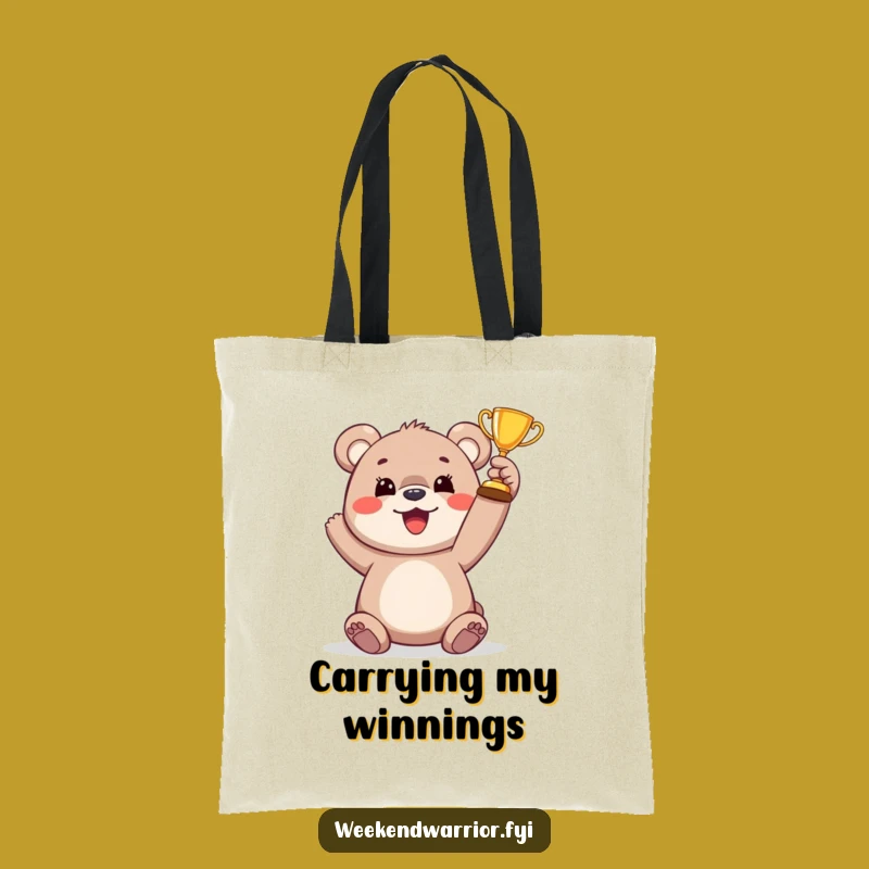 Funny Bear Cub Trophy Tote Bag: Durable Victory Cub Bag, Ideal Funny Gift