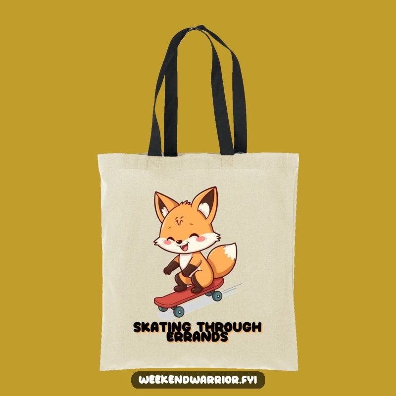 Funny Cheerful Fox Skateboarder Tote Bag - Carry Your Adventures with Style
