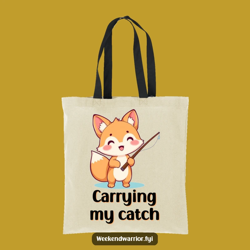 Funny Fox Tote Bag: Carry Your Fishing Gear with This Cute Design