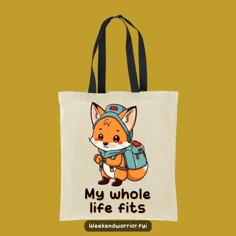 Funny Fox Tote Bag: Playful camper fox hauling gear, a practical and funny gift.