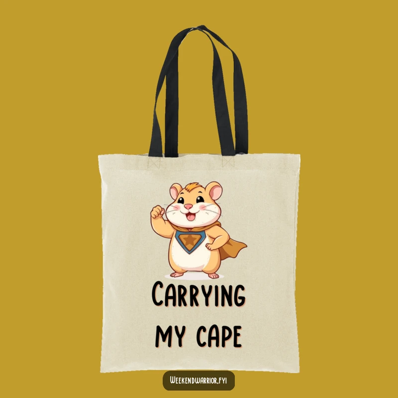 Funny Hamster Superhero Tote Bag: Carry Your Power, Fun Heroic Design, Great Gift