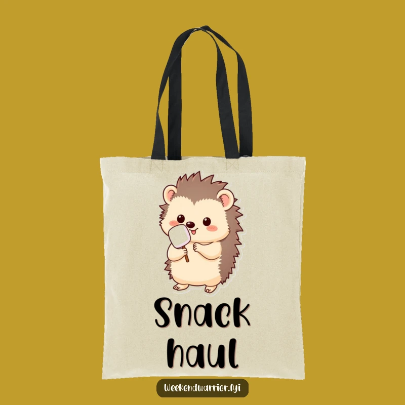 Funny Kawaii Hedgehog Tote Bag: Cute Marshmallow Roasting Carry-All, Ideal Gift